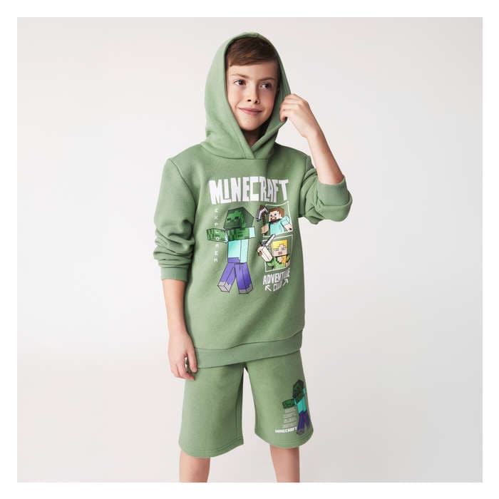 Garçons Haut à capuchon Minecraft pour garçons - Vert Militaire